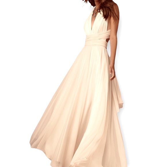 New Twobirds x BHLDN Ginger Convertible Sz B / Fits 14 - 24 Ivory Maxi Wedding - Picture 3 of 17